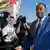 Issoufou Mahamadou, president of Niger, surrounded by journalists Copyright: picture alliance/AP Photo/A. Calanni