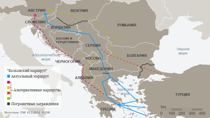 Infographic: Balkan Route and Alternative Routes