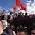 Kosovo Albanians waving Albania's flags gather in Pristina