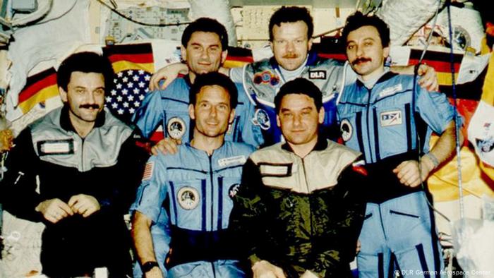 A group of astronauts at the station Mir