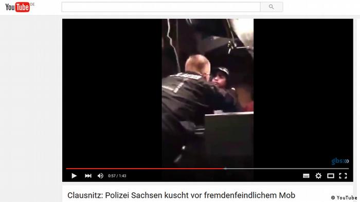 Screenshot YouTube Aggressiver Mob bedroht Flüchtlingsbus in Clausnitz