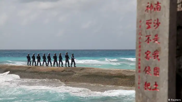 China Soldaten auf Spratly-Insel