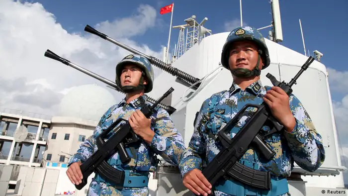 China Soldaten auf Spratly-Insel