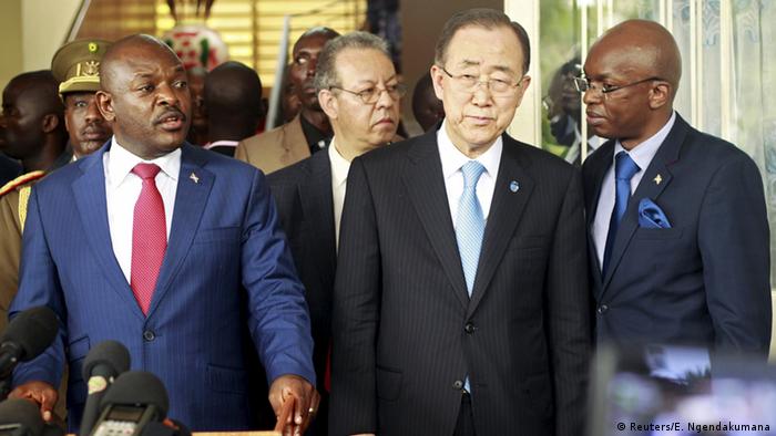UN Secretary General Ban Ki-moon with Burundian President Pierre Nkurunziza.© Reuters/E. Ngendakumana