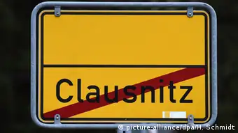 Deutschland Ortschild an der Ortsausfahrt von Clausnitz