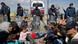 Migrants block the railway track at the Greek-Macedonian border Migrants block the railway track at the Greek-Macedonian border