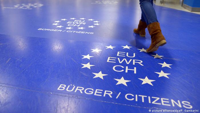 EU passports lane at an airport