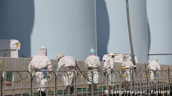 Japan Okuma Fukushima Daiichi Workers at new radiation contaminated water tanks