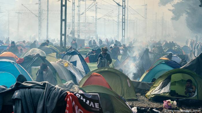 Refugiados en Idomeni 