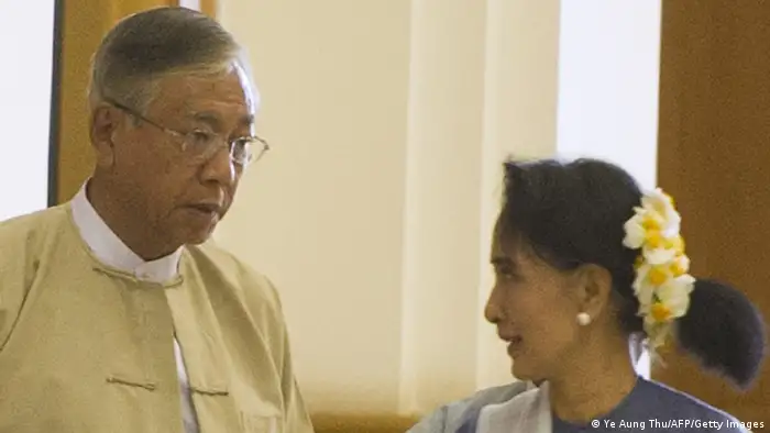 Myanmar Htin Kyaw und Aung San Suu Kyi in Naypyidaw