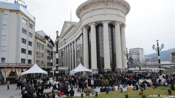 Mazedonien Protest vor dem Verfassungsgericht in Skopje