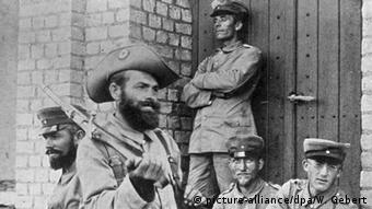 A historic photo of German soldiers in Namibia.
