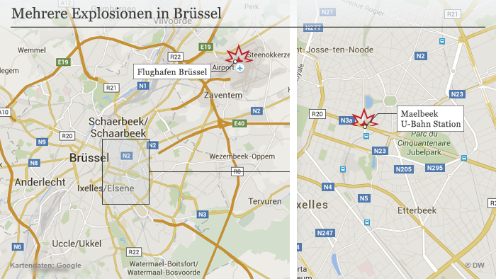 Karte Infografik Mehrere Explosionen in Brüssel Deutsch
