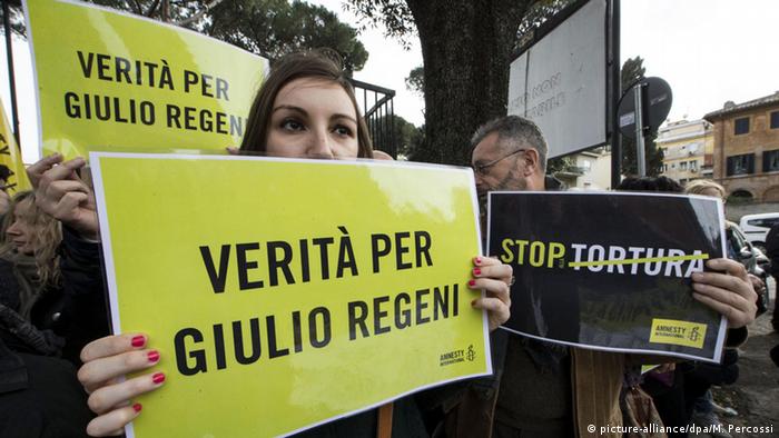 Protesters demand the truth regarding the death of Italian student Giulio Regeni