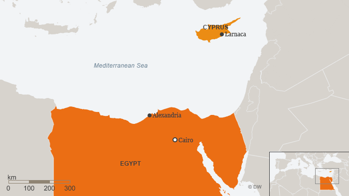Karte Zypern Ägypten Larnaka Kairo Alexandria Englisch