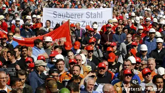Deutschland Stahlindustrie Proteste in Duisburg