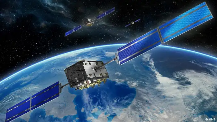 Animation Galileo-Satellit im Weltall