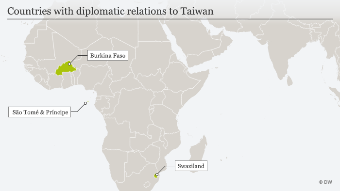 Karte Länder mit diplomatischen Beziehungen zu Taiwan englisch