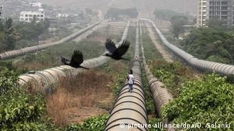 Water pipelines from the Tansa dam, near Mumbai, India