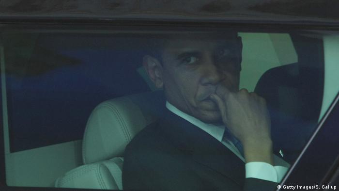 Barack Obama im Auto während des Nato-Gipfels in Baden-Baden. (Foto: Getty Images/S. Gallup)