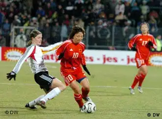 档案图片：2008年2月德中女足友谊赛
