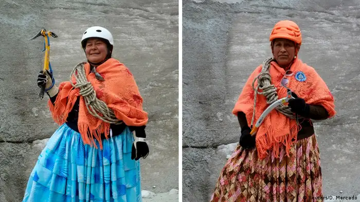Bolivien Bergsteigerinnen in traditioneller Kleidung