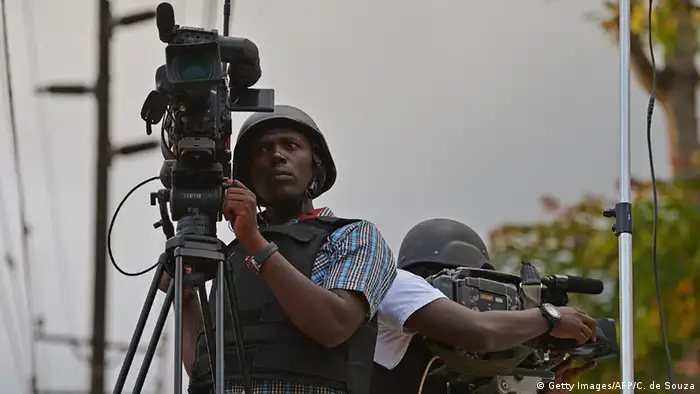 Kenyan journalists wearing bullet-proof wests