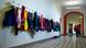 A row of jackets hangs on hooks in a school in Stuttgart A row of jackets hangs on hooks in a school in Stuttgart