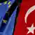 Turkish flag hangs next to the European Commision flag