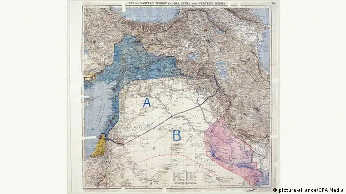 Historische Karte Sykes-Picot Abkommen