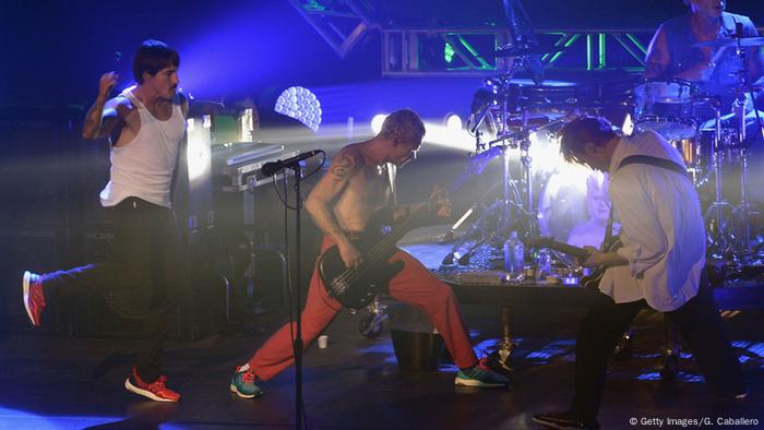 Rock band Red Hot Chilli Peppers perform on stage 