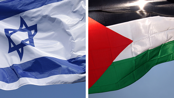 Bildkombo Flaggen Israel Palästina