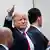the presumptive republican presidential candidate Donald Trump gives a 'thumbs-up' as he heads into a meeting Paul Ryan, the speaker of the Us House of Representatives.