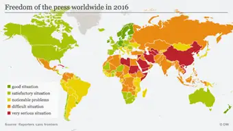 Reporters Without Borders map showing freedom of the press worldwide