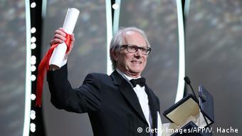 Ken Loach, winning the Palme d'Or in Cannes, 2016