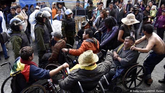 Bolivien Körperlich Behinderte Proteste in La Paz