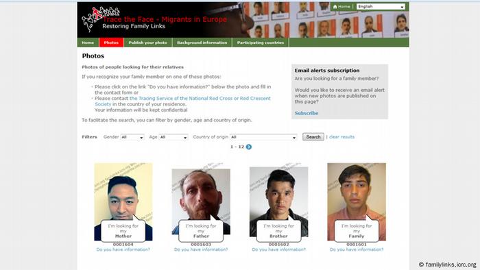 Screenshot Rotes Kreuz - Trace the Face Migrants in Europe