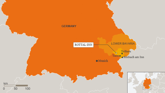 Karte Überschwemmung Niederbayern Rottal-Inn Englisch
