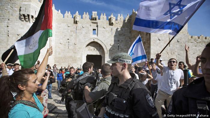 Israel Palästina Flaggen-Marsch Damaskus Tor Jerusalem