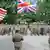Американский, британский и украинский флаги на открытии военных учений "Анаконда-2016" в Варшаве