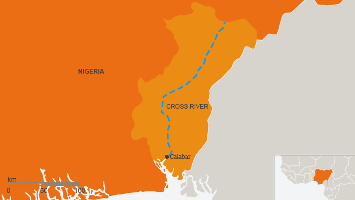 Karte Nigeria Calabar Autobahn Projekt Deutsch Englisch