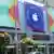 Das Logo von Apple auf dem Konferenzzentrum Moscone Center