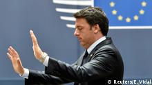 28.6.2016 *** Italian PM Renzi gestures as he leaves the EU Summit in Brussels Italian Prime Minister Matteo Renzi gestures as he leaves the EU Summit in Brussels, Belgium, June 28, 2016. REUTERS/Eric Vidal Copyright: Reuters/E. Vidal