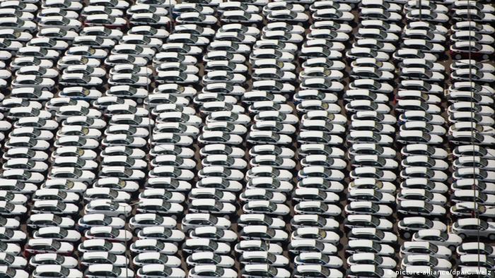 Porsche cars in a German factory lot Porsche cars in a German factory lot