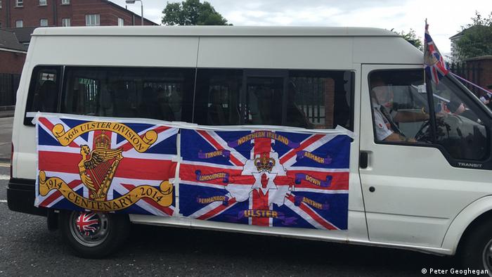 bus with union jack flags Copyright: Peter Geoghegan