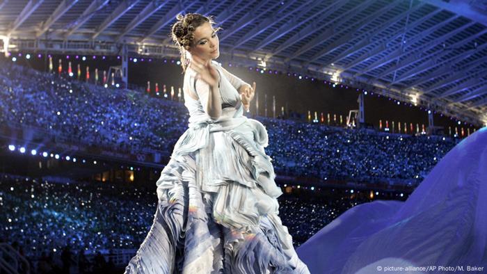 Singer Bjork at the opening ceremony of the 2004 Olympic Games in Athens