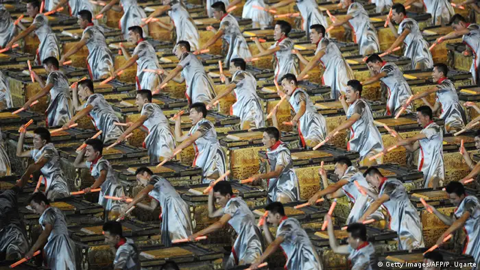 Drummers at the opening ceremony of the Olympic Games in Beijing 2008, Copyright: Getty Images/AFP/P. Ugarte