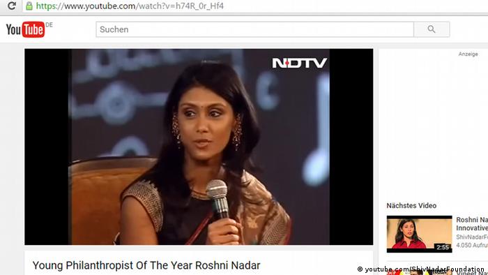 Screenshot Youtube.com Roshni Nadar