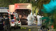 French police forces and forensic officers stand next to a truck that ran into a crowd celebrating the Bastille Day national holiday on the Promenade des Anglais killing at least 60 people in Nice French police forces and forensic officers stand next to a truck July 15, 2016 that ran into a crowd celebrating the Bastille Day national holiday on the Promenade des Anglais killing at least 60 people in Nice, France, July 14. REUTERS/Eric Gaillard TPX IMAGES OF THE DAY Copyright: Reuters/E. Gaillard