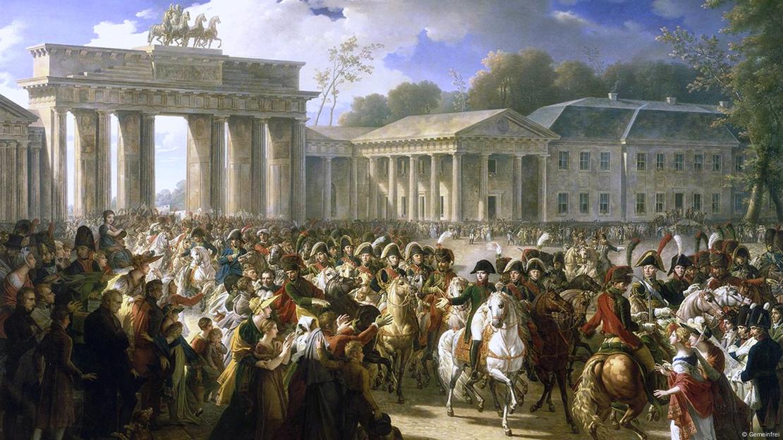 A painting showing Napoleon arrive in Berlin after defeating Prussia 